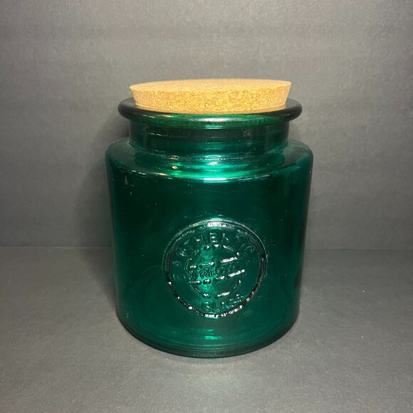 Vidrios San Miguel Authentic 100% Recycled Green Glass Jar w/ Cork Lid 6.5" - Picture 1 of 8